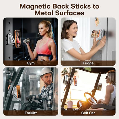 OMOTON 360°Rotating Adjustable Aluminum for MagSafe Tripod Mount, Silver | Magnetic Phone Tripod for iPhone 17/16/15 Pro Max Air, Foldable Cell Phone Stand Fits Vlog, Gym Travel Essentials Accessories - color: 5-Silver