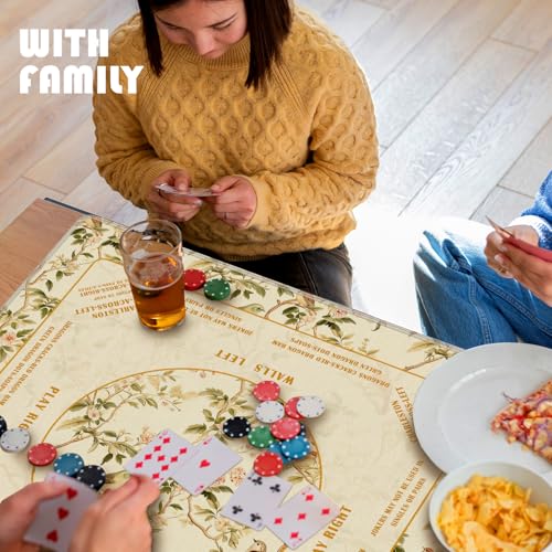 Yellow Floral Bird Chinoiserie Mahjong Mat 31.5 x 31.5 in,Traditional Chinese Flower Non-Slip Noise Reduction Gaming Mat for Table American Mahjong Poker Board Games Card Games Dominoes - color: Yellow Chinese Style Flower & Bird Mahjong Mat