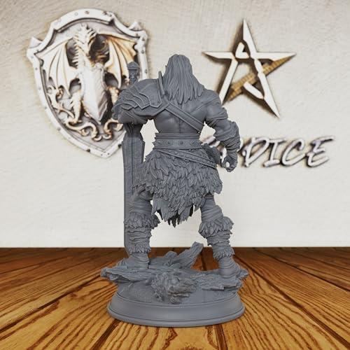 AUSPDICE 32mm DND Miniature Goliath Barbarian with Massive Sword, AS144 | Unpainted Fantasy Miniature for DND RPGs, Tabletop Skirmish and Army Building, Giant Warrior Figure for Game Masters