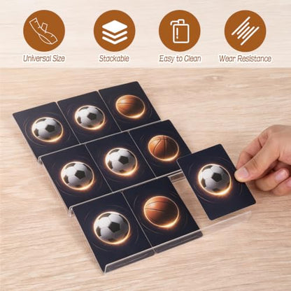 12 Pcs Trading Card Risers for Display Case, Acrylic Display Risers for Sports Cards, Clear Tiered Display Stand for Cases & Retail Glass, Graded Card Display Stand for Cardshow Vendor