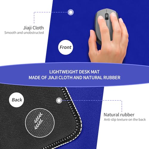 Large Tabletop Game Playmat, Water and Stain Resistant Non-Slip Desk Mat, Mahjong and Card Game MAT with Thick Stitched Edge, Cushioned Rubber Base (120 * 60cm*2mm) Blue - color: Blue, size: 120 x 60 x 0.2 cm