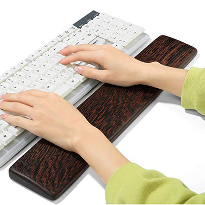 Wooden Keyboard Wrist Rest and Mouse Pad - Solid Wood Palm Rest Guard for Keyboard, Wenge Wood, 17.3in - color: Wenge, size: 17.3in