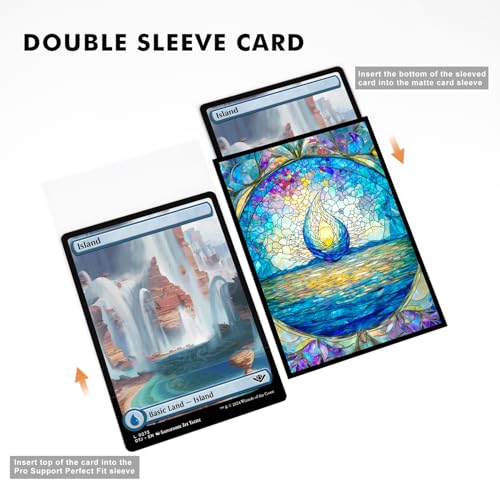 Katomula 100 MTG Card Sleeves with 100 Inner Sleeves, Textured Back Art Sleeves, Fit Standard Size Cards - Island - color: Island