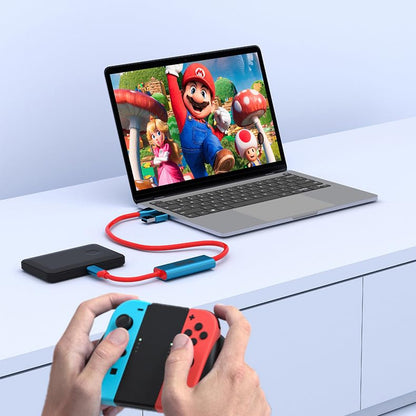 Capture Card USB C to USB-A/C 4K Video Capture Card USB 3.0, Supports 100W Fast Charging, Video Recording for Gaming, Streaming, Recording, Compatible with Switch, Steam Deck, iPad