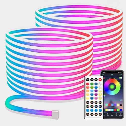 segrass 100ft RGB LED neon Rope Lights LED neon Strip Lights Waterproof Flexible Neon LED Strip Lights,Led Lights for Bedroom(2 Rolls of 50ft) - size: 100FT