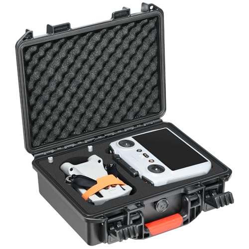 Hard Case for DJI Mini 3 Pro: with Custom Foam for DJI Mini 3/4 Pro Drone | Waterproof Carrying Case for DJI Mini 3 Fly More Combo, Batteries, Accessories, for DJI RC 2/RC (Case Only) - color: Black for RC 2