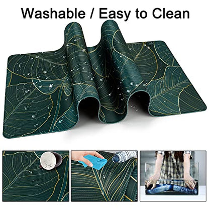 Desk Mat Pad,Large XXL Extended Mouse Pad Mat for Desktop Keyboard | 35''×15.6'' XXL Extended Gaming Mouse Pad with Non-slip Base Desk Matt Mousepad for Computer,Office,Keyboard and Laptop - color: D4-Green Leaves