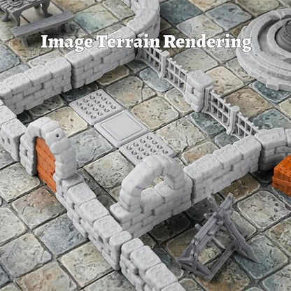 AUSPDICE Dungeon Walls, 40-Piece 28mm DND Terrain Modular System | 40 Straight Walls for Fantasy Tabletop RPGs, Wargaming, Game Masters, Christmas and Halloween Gifts, FF204-Expansion Pack 1 - color: Expansion Pack 1