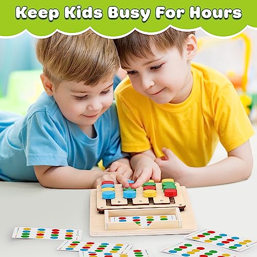 Color Matching Puzzle, Montessori Brain Teaser for Kids Ages 3-7 | Handheld travel game, road trip activity, screen-free play, boys and girls, Christmas and birthday gift