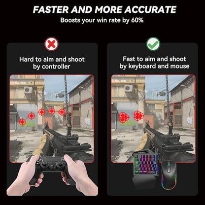 Keyboard and Mouse Adapter for Nintendo Switch/PS4/PS3/Xbox One/Xbox 360 Console Converter, Keyboard Mouse Adapter Support Mapping & Reset Button, Perfect for FPS, TPS, RPG, RTS Games