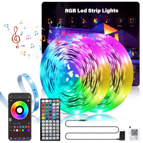 GANZQH 200FT Led Lights for Bedroom, Color Changing RGB Led Strip Lights | Music Sync Led Light Strip with Remote and App Control, DIY Led lights for Room Home Indoor Decor Ambient Lighting (2*100FT) - size: 200FT