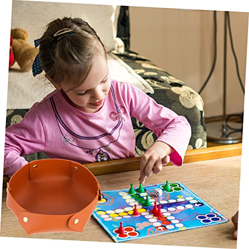 Large Capacity Dice Storage Tray Folding Tabletop Box for Household Dice - color: Brown