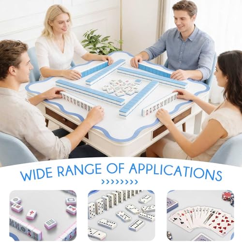 Scalloped Mahjong Mat - Non-Slip Noise Reduction Gaming Mat 31.5 x 31.5 Inch for Mahjong,Waterproof Surface, Neoprene Mahjon for American Mahjong Game (Blue) - color: Blue