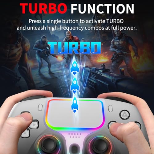NBCP Wired PS5 Controller for PlayStation 5,PS4,PC/Steam Gamepad | Dual Vibration and Hall Effect Triggers,6-Axis Gyroscope,Turbo Function and 3.5mm Headphone Jack Grey - color: Gray