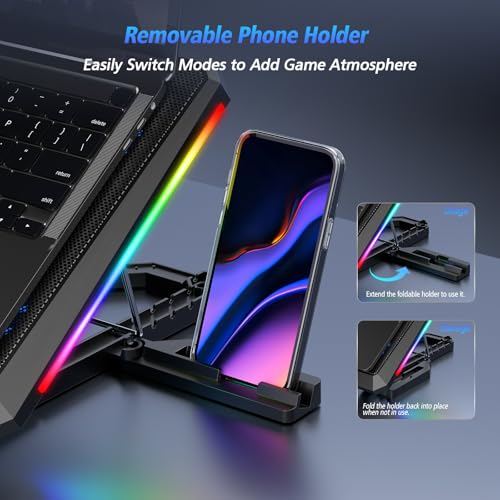 Laptop Cooling Pad with 12 Quiet Fans, Slim Portable for 12-17.3 Inch Laptop Cooler Stand with 5 Height Adjustable, Ergonomic Gaming Cooling Fan Pad with Two USB Ports & Phone Holder (Gear) - size: 12Fan-Gear