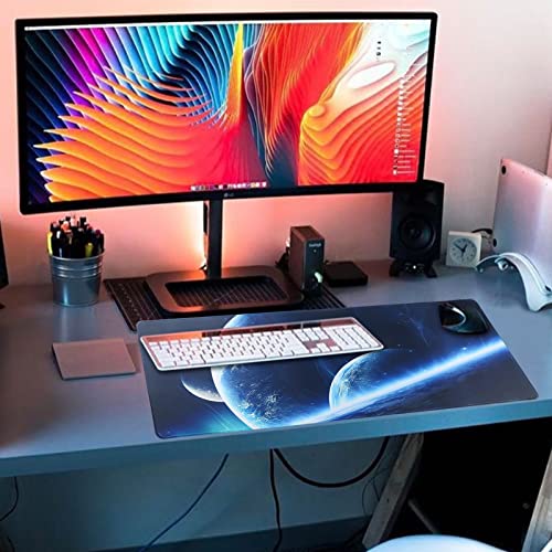 Large Gaming Mouse Pad with Stitched Edges,[27.5x11.8In] Extended Mouse Pad with Non-Slip Natural Rubber Base for Gamer/Desktop/Office/Home (70x30 Spaceball) - color: 70x30 Spaceball