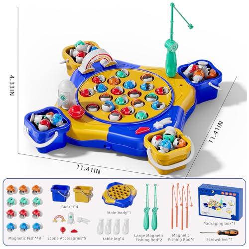 Magnetic Fishing Game for Kids Toddlers Ages 1-3 3-5 5-7, Blue | Fish Toy Board Game for Kids 3 4 5 6 7 8 Years Old, 70 Pcs Fishing Table Toys Fish Catch Game Birthday Gifts for Boys Girls - color: Blue