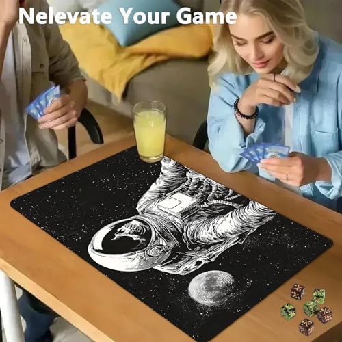 for MTG Game Playmat - 24 x 14 inches with Dices and Storage Bags, Non-Slip Base for TCG and Board Game Card Mats, Trading Card Games Mat, Space Skeleton Astronaut Pattern Collectible Card Playmats - color: Jv-playmat-p7-1-h229