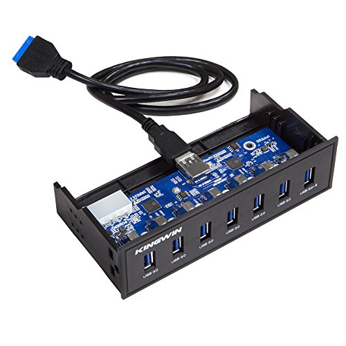 Kingwin Front Panel USB 3.0 Hub 7 Port & One Fast Charging USB 2.1A Charging Port - size: 7 Port USB Hub