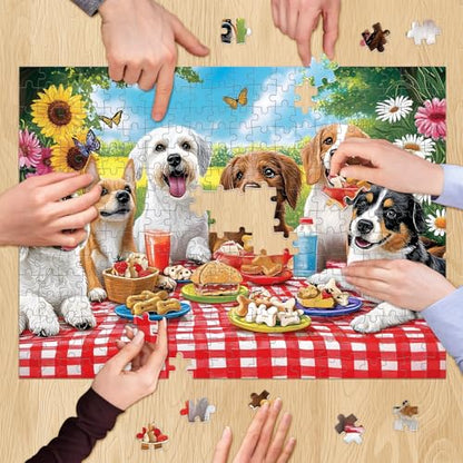 300 Pieces Puzzles for Adult, Dog Jigsaw Puzzles 300 Pieces for Adults Children Seniors, Vibrant Imagery Flower Jigsaw Puzzle, Challenging Activity Game Gift for Family Friends 20.5x15 Inches - style: Dog Party