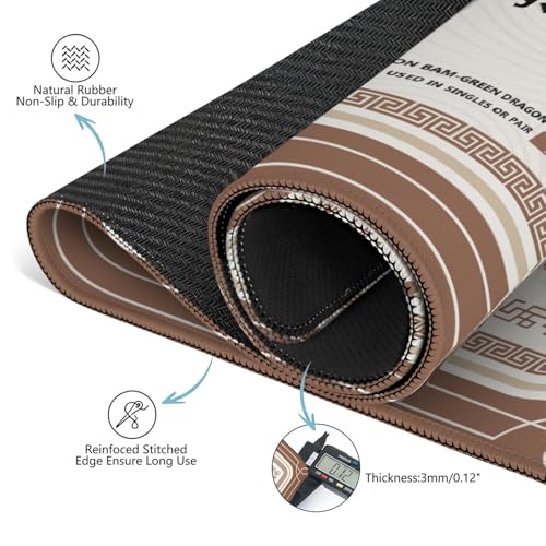 Brown Mahjong Mat with Rules, 31.5*31.5in Anti Slip American Mahjong Mat for Table, Noise Reduction, Neoprene Mah jongg Mats with Carrying Bag & 3 Dices, Mahjong Supplies Gift, Board Tile Games Mats - color: Brown01