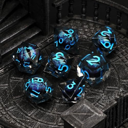 FONVGOGO Dragon Eye Dice, Liquid Core Dice Set DND Dungeons and Dragons Resin D and D Dice Role Playing Polyhedral Beholder's Ttrpg Die RPG (Blue) - color: Dragon Eye Blue