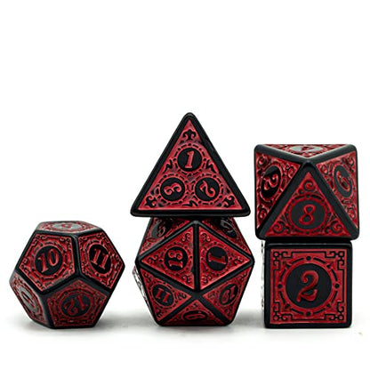 DND Dice Set-D&D Polyhedral Dice (7 Pcs) with Leather Dice Bag for Dungeons and Dragons Role Playing Dice Games RPGs (Red with Black Edge) - color: Dice- Red With Black Edge