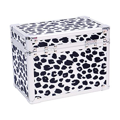 Vaultz Locking Index Card File with Flip Top, Holds 450 4x6 Cards, Black and White Leopard (VZ03974) - color: Black and White Leopard, size: 4 X 6 Inch