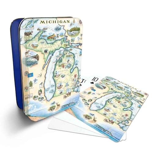 Xplorer Maps Michigan State Map Standard 52-Deck Playing Cards - Official Vegas Poker Size - color: Michigan