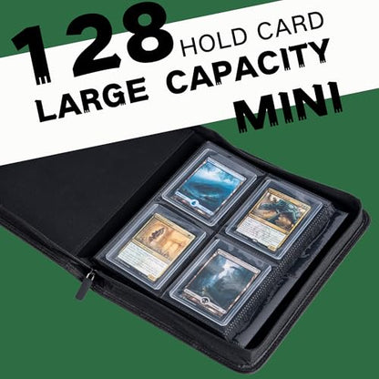 Top loader Binder, Holds 128+ Toploaders（Green） | 4 Pocket Top Loader Card Storage Case, Double-Sided Pockets for trading card in 3 x 4'' Toploaders - color: Top loader Binder Green