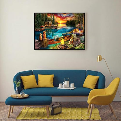 Puzzles for Adults 1000 Pieces, Jigsaw Puzzle for Adults, Fun Challenging Puzzle, Wilderness Lakeside Puzzles Game, Interlock Perfectly No Dust, Gifts for Friends Parents Father's Day - color: Wilderness