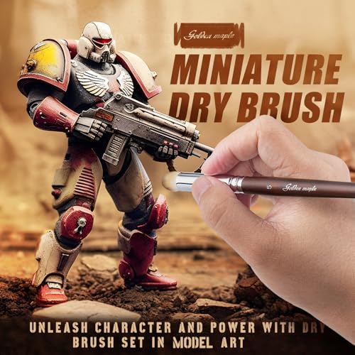 Detail Paint Brushes Dry Brushes, Golden Maple 10PC Flat Miniature Dry Paint Brushes Fine Detail Paint Brush Set for Acrylic, Oil, Watercolor & Figurine - style: 10GT