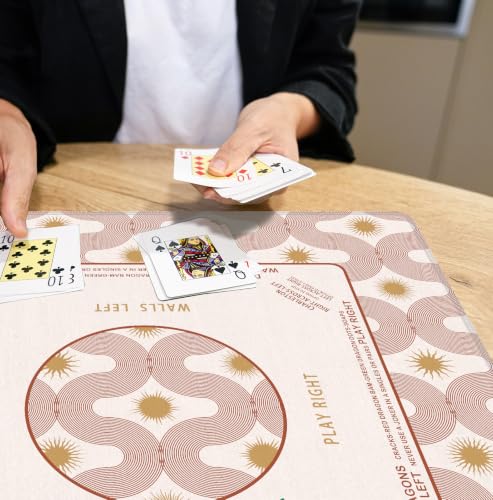 Boho Sun Mahjong Mat 31.5 x 31.5 Inch, Beige Modern Abstract Art Mosaic Sun Geometric Non-Slip Noise Reduction Mahjong Table Mat for American Mah Jong Poker Card Board Games Dominoes - color: Boho Sun