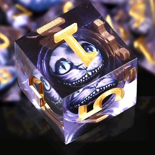DND Dice Set Dungeons and Dragons Dice, 7 Piece Liquid Core Eye Dice Set D&D Dungeons and Dragons Sharp Edge Resin Dice with Gift Box, Polyhedral Role Playing RPG Dice D20 D12 D10 D8