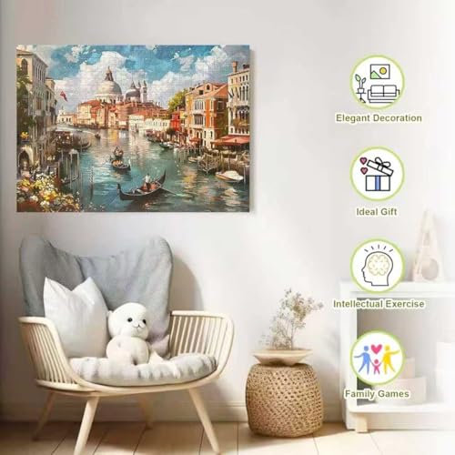 Venice Landscape 1000 Piece Puzzle for Adults,Puzzles for Adults 1000 Pieces,Challenging and Hard Difficult Mosaic Jigsaw Puzzles Toy Games 1000Pieces 27.5 X 19.7inch - color: Venice Landscape