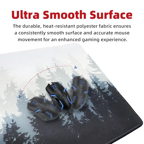 Galdas Mouse Pad For Gaming,Forest Background Pattern XXL XL Large Mouse Mat Long Extended MousePad Desk Mat Non-Slip Rubber Mice Pads Stitched Edges Thin (31.5 x 11.8 x 0.12 Inches) Tree - color: Tree