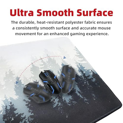Galdas Mouse Pad For Gaming,Forest Background Pattern XXL XL Large Mouse Mat Long Extended MousePad Desk Mat Non-Slip Rubber Mice Pads Stitched Edges Thin (31.5 x 11.8 x 0.12 Inches) Tree - color: Tree