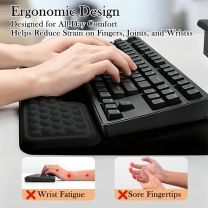 2 in 1 Ergonomic Keyboard Wrist Rest & Mouse Pad Set Adjustable Angle Keyboard Stand Riser Tray with Storage Pen Slot Slow Rebound Memory Foam Wrist Support Pad for Office Home School