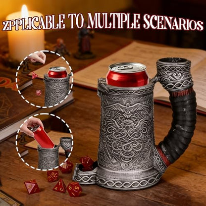 Dice Tower Mug DND Dice Rolling Tower with 7 PCS Dice Set | Suitable for Dnd Dungeons And Dragons, Tabletop Games, Available As Drink Holder, D&D Gifts, Dnd Accessories,Silver octopus - color: Silver Octopus