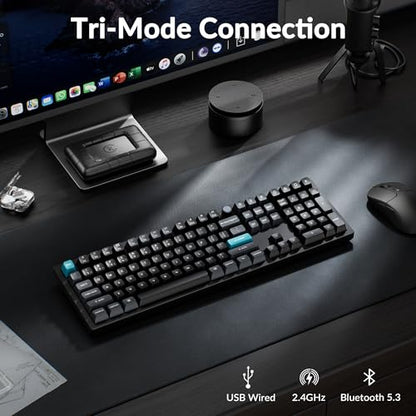 Keychron Q6 Ultra 8K Polling Rate Aluminum Wireless Mechanical Keyboard, 2.4 GHz/Bluetooth/Wired Full-Size Custom RGB, Hot-Swappable Silk POM Brown Switch for Mac Windows Linux - Black - color: Brown Switch