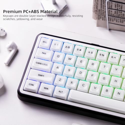 Womier Low Profile Keycaps, White Jelly Keycaps, Shine Through Key Cap | 127 Keys Custom Keycaps for Mechanical Keyboard 60% 65% 75% 80% 100% Cherry Gateron MX Switches, White - color: A-White