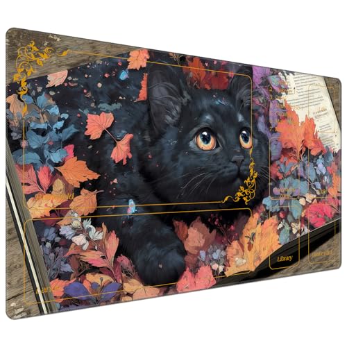DEGDFSGR for MTG Playmat with Zones 24 x 14 inches for TCG Playmats Non-Slip Rubber Base Commander Play Mat for MTG Mat Iorcana Trading Card Game, Adorable Cat Picture Book - color: Adorable Cat Picture Book, size: 24" x 14"