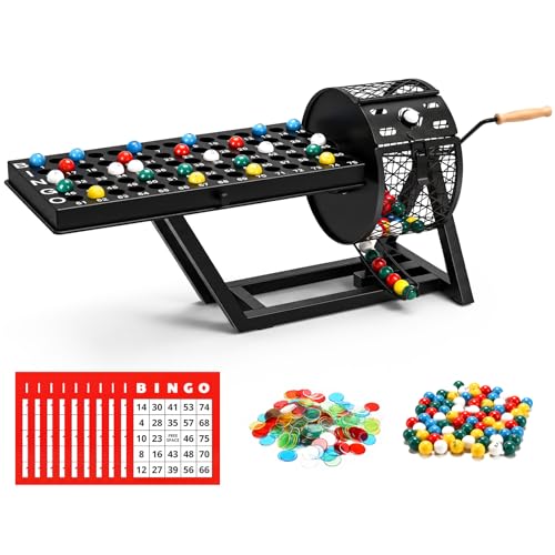 AugFir Professional Deluxe Bingo Game Set, Table Top Machine Bingo Sets Adults for Large Group, Newly Upgraded Bingo Cage and Balls Storage Bag for Adults Parties, Game Night, Community and Family