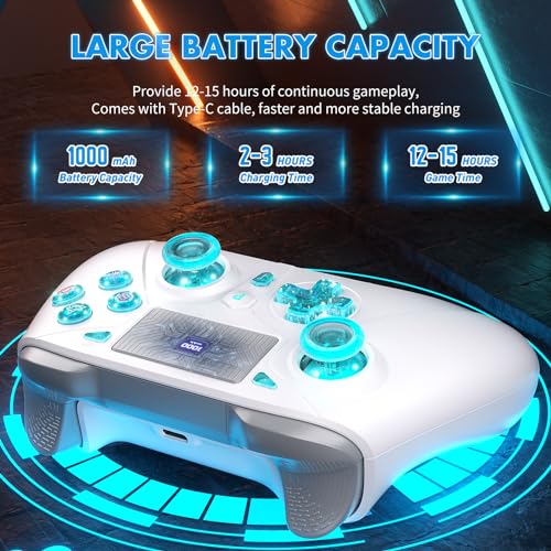 Wireless for PS5 Controller, Compatible with PS5/PS4/PC/iOS/Switch, 1000mAh Battery, Adjustable Turbo, Dual Shock Vibration, 6-Axis Motion Sensor, 3.5mm Headphone Jack for PlayStation 5 Controller