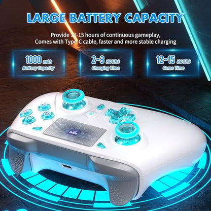 Wireless for PS5 Controller, Compatible with PS5/PS4/PC/iOS/Switch, 1000mAh Battery, Adjustable Turbo, Dual Shock Vibration, 6-Axis Motion Sensor, 3.5mm Headphone Jack for PlayStation 5 Controller