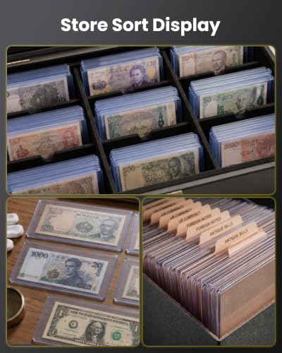 25 Pack Large Currency Toploader, 7 x 3 Money Sleeves Holders | 7.56 x 3.38 In 39PT Rigid PVC Dollar Bill Holders For Large Bills, Paper Currency Notes & Collectible Banknotes, Blue Tint