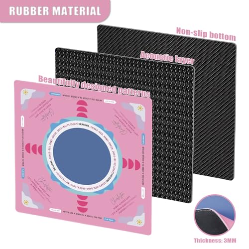 Mahjong Mat for Table, 32 Inch Non-Slip & Noise Reduction Gaming Mat with Drawstring Bag, Perfect for Poker, Board Games, Card Games, Tile Games, and Dominoes, Pink - color: Pink-blue