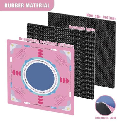 Mahjong Mat for Table, 32 Inch Non-Slip & Noise Reduction Gaming Mat with Drawstring Bag, Perfect for Poker, Board Games, Card Games, Tile Games, and Dominoes, Pink - color: Pink-blue