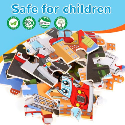 Wooden Puzzles Toys for Kids Ages 3-5, Set of 4 Packs Dinosaur, Space, Transportation Wood Toddler Puzzles, Preschool Brain Teaser Toys for Boys and Girls 3 4 5 6 Years Old - color: Mixed Styles a
