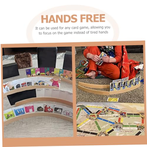 GLEAVI Wooden Card Rack Display Stand Adjustable Wooden Playing Card Holder for Games for Family Game Nights and Elderly Use